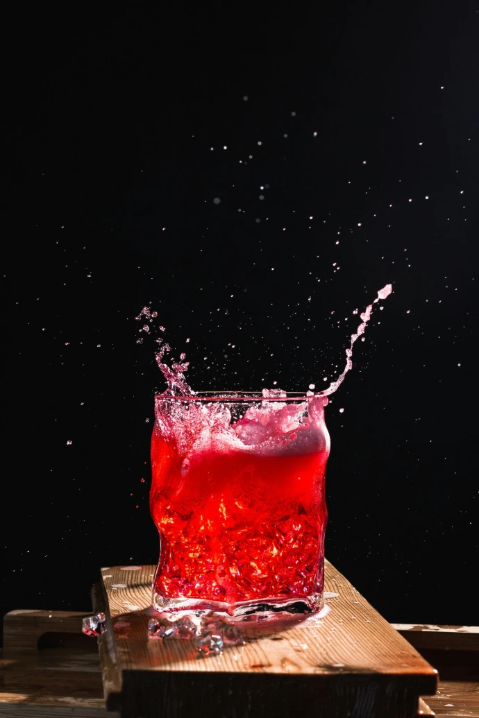 red liquid in clear drinking glass